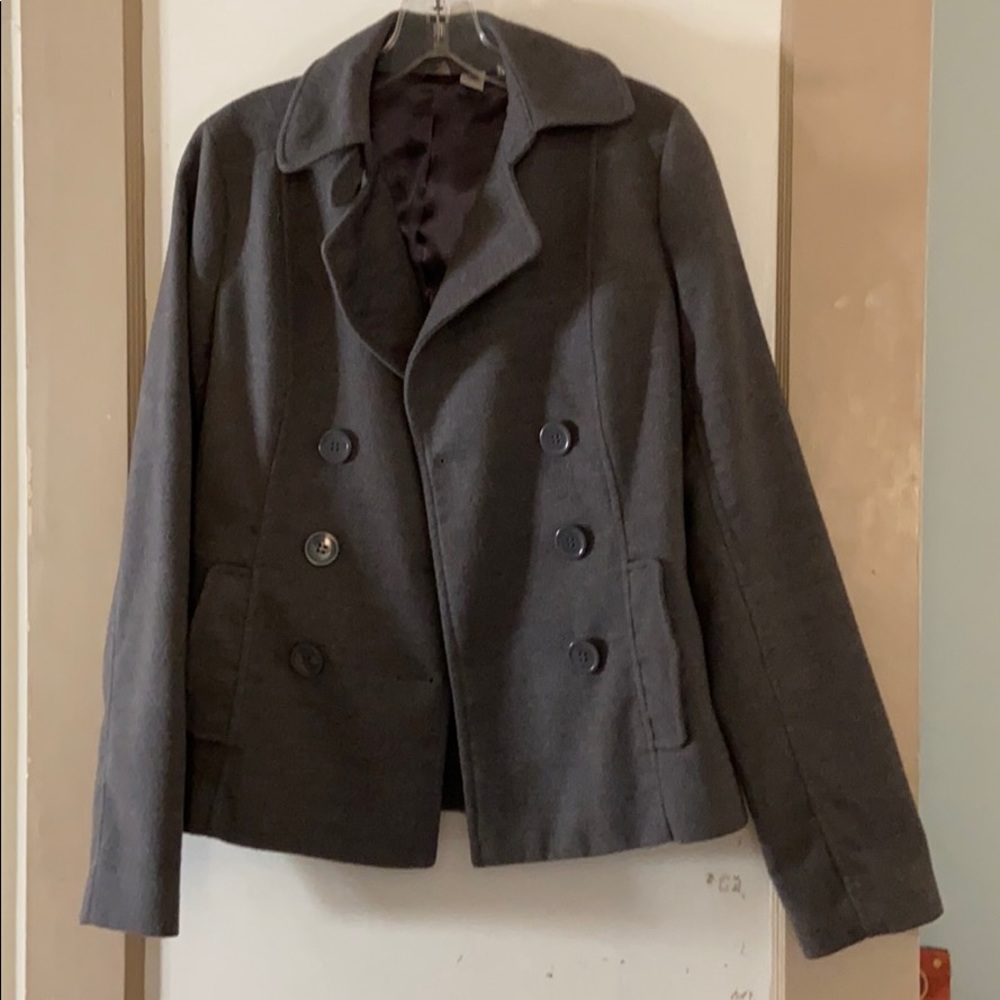 Brass Plum grey short pea coat Small